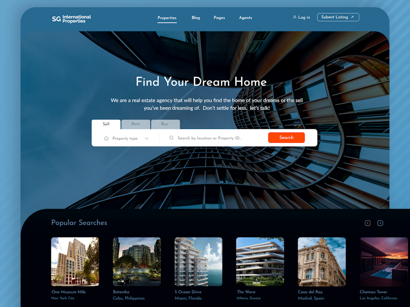 real estate app/web site showcasing an image in Central Park